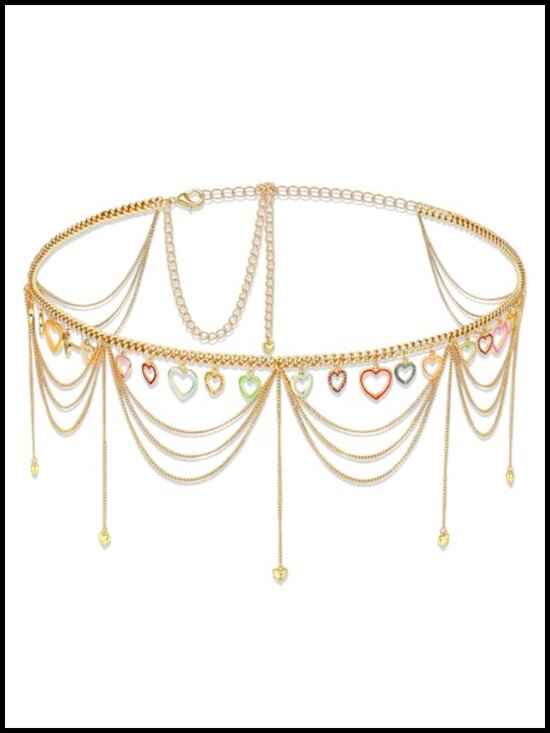 Other - Heart Waist Chain Belt for Women Adjustable Plus Size Elegant Boho Hollow Charm